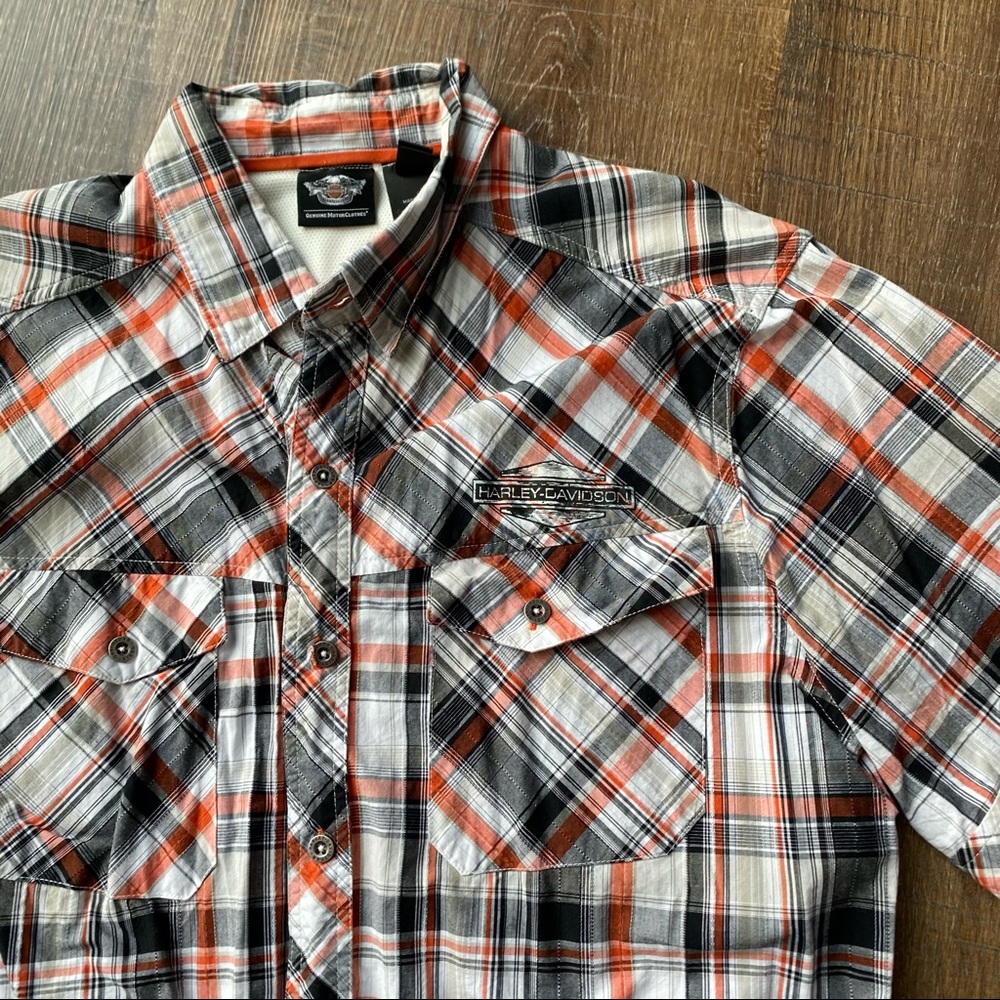 Harleh Davidson Men's Plaid Button Down Size L